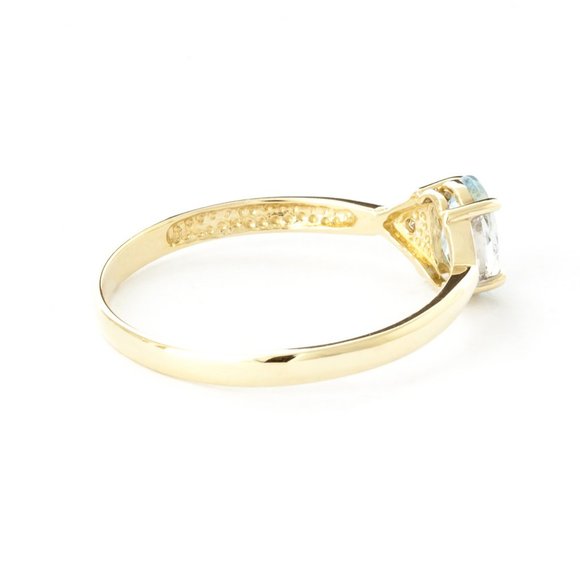 14K. SOLID GOLD RING WITH DIAMONDS & AQUAMARINE - Picture 3 of 6